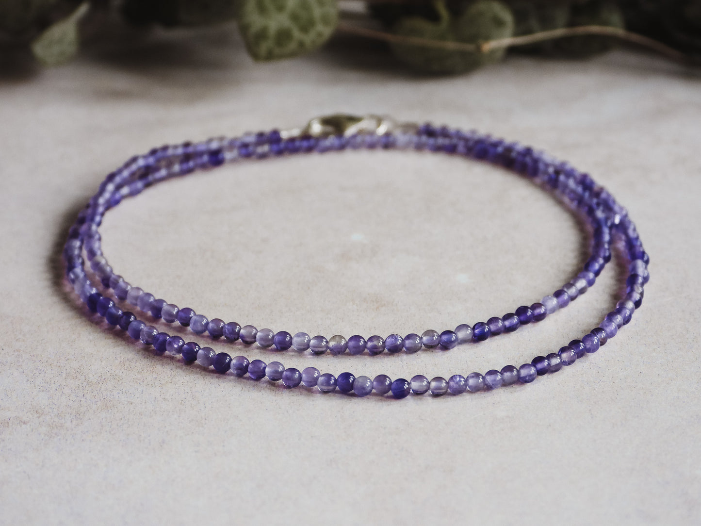 amethyst crystal healing beaded choker necklace