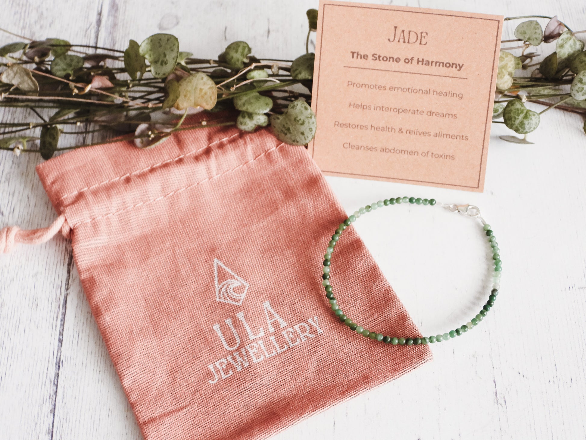 gift idea, Ula Jewellery crystal healing jade bracelet custom made