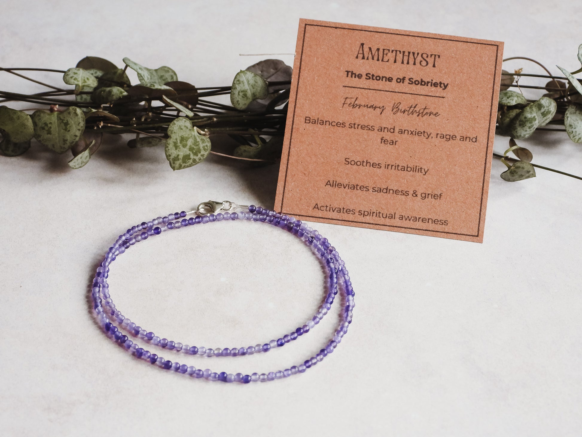 minimalist purple amethyst february birthstone necklace