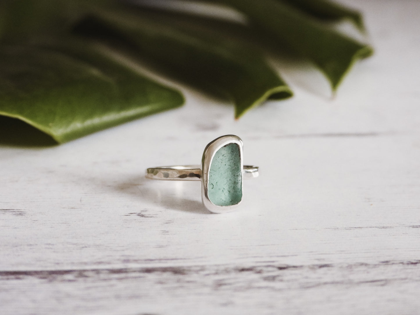 Dainty Aqua Cornish Seaglass Stacking Ring | Godrevy Beach, Cornwall