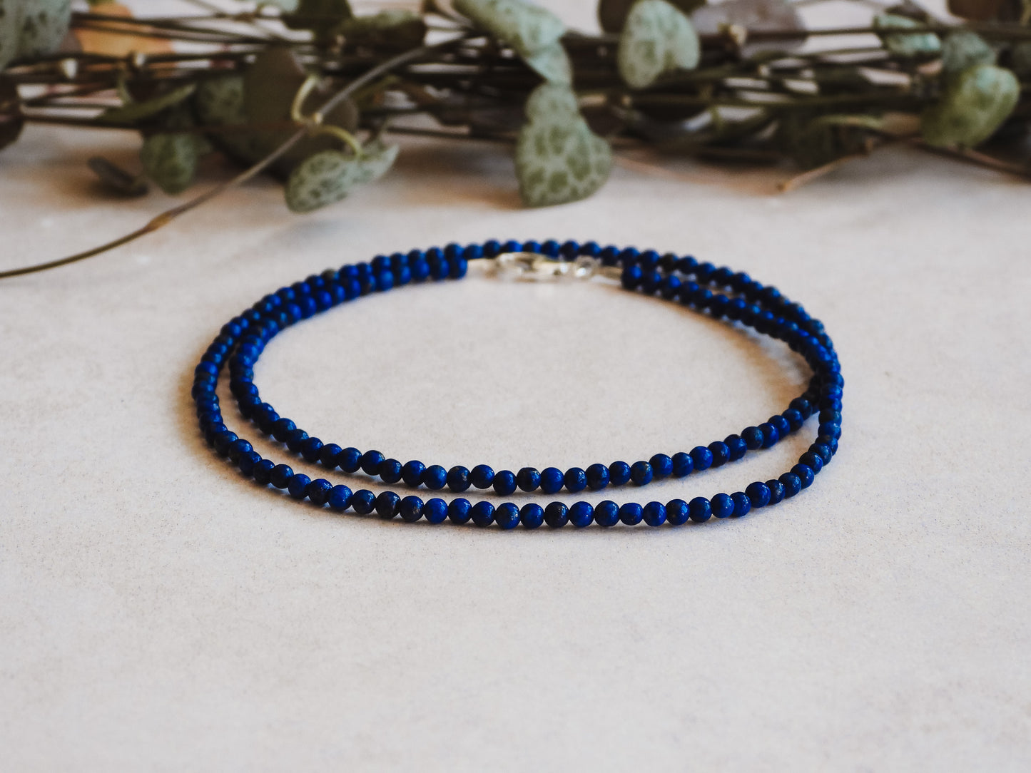 Dainty Lapis Lazuli "Truth" Gemstone Necklace | September Birthstone | Round Beads