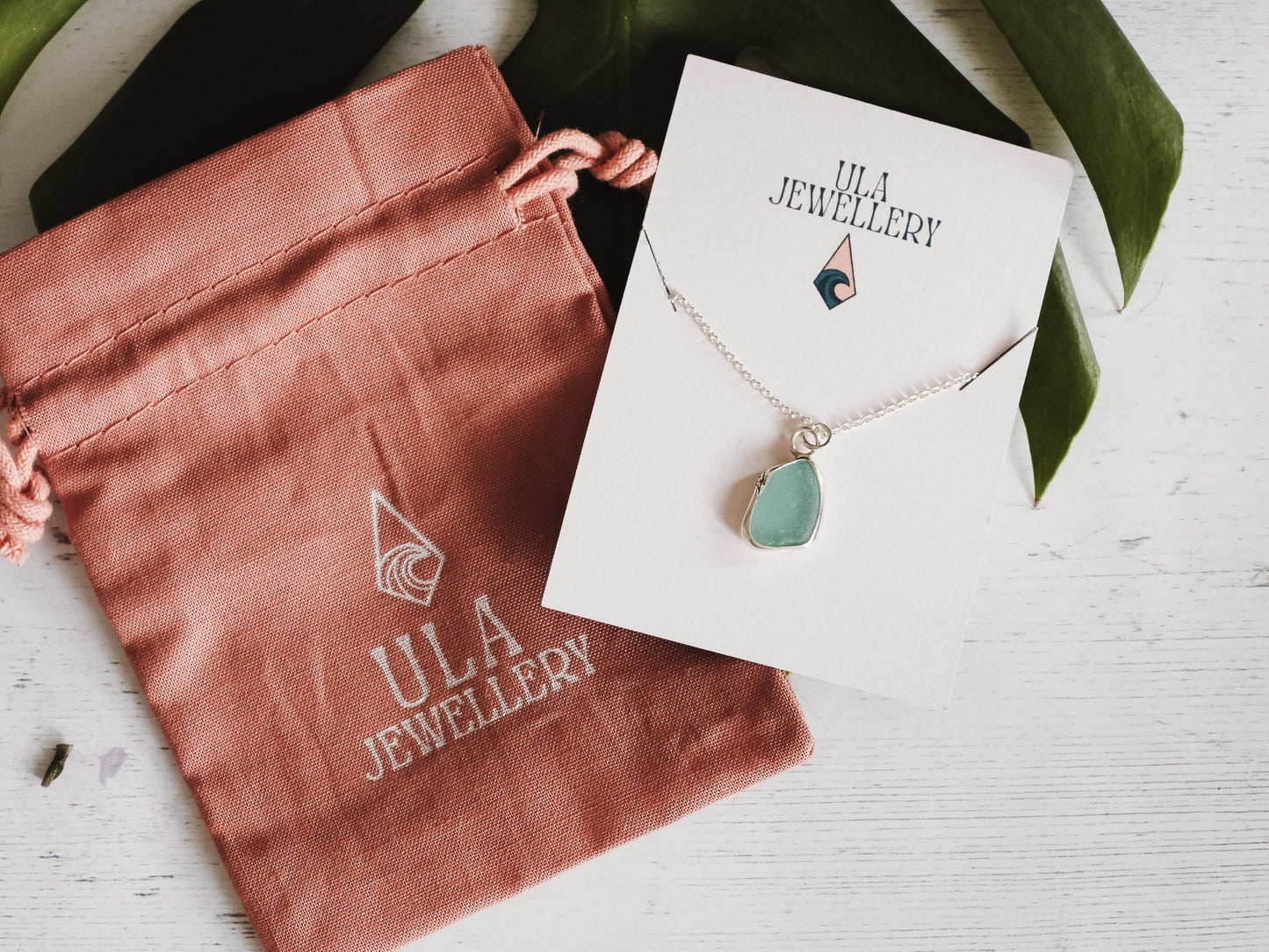 Aqua Blue Cornish Seaglass Charm Necklace | St.Ives Harbour