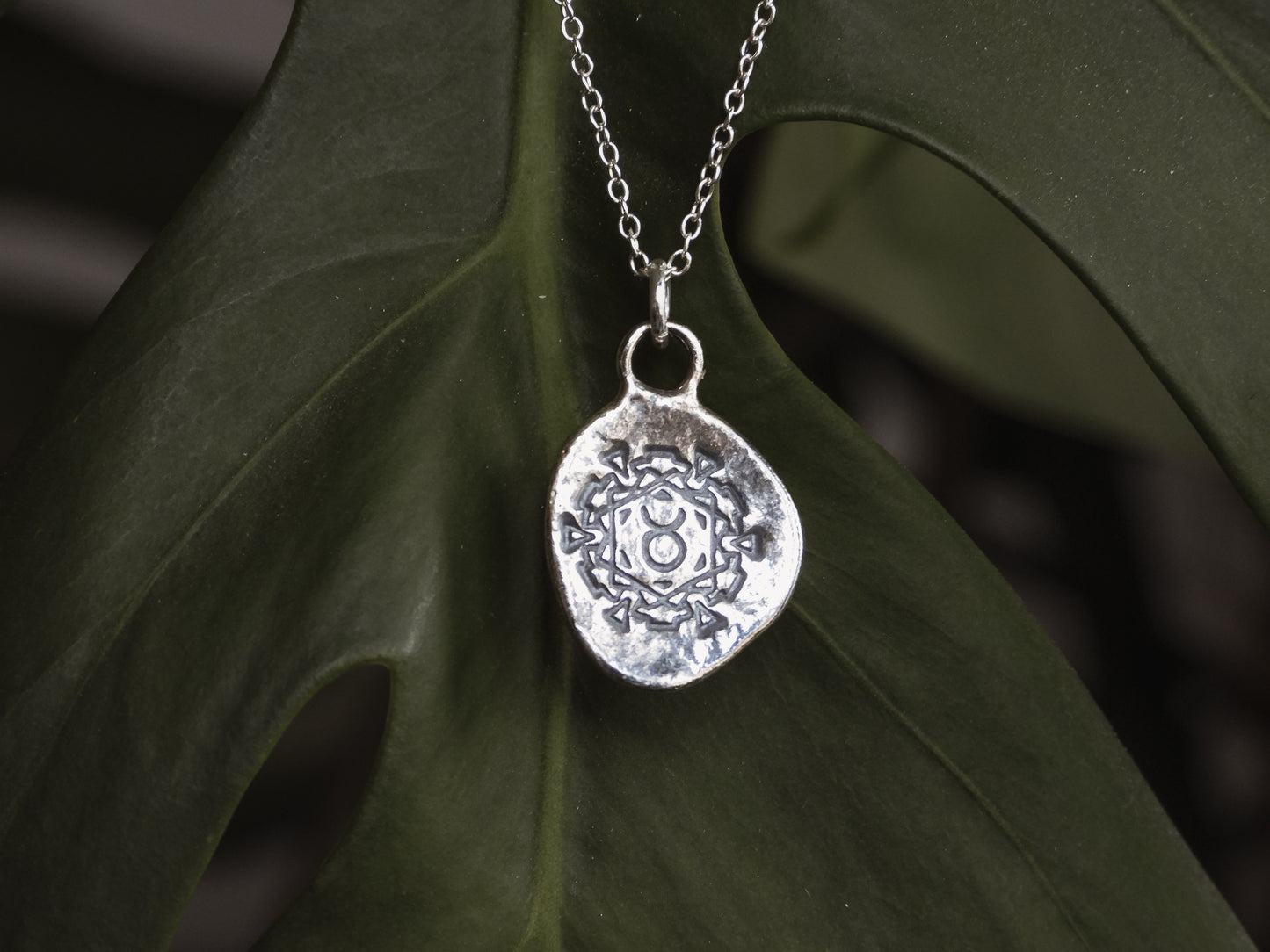 recycled silver taurus star sign mandala necklace