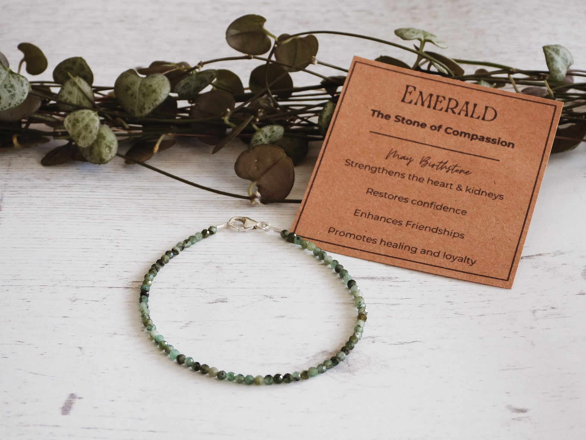 may birthstone crystal healing birthday gift idea, emerald bracelet