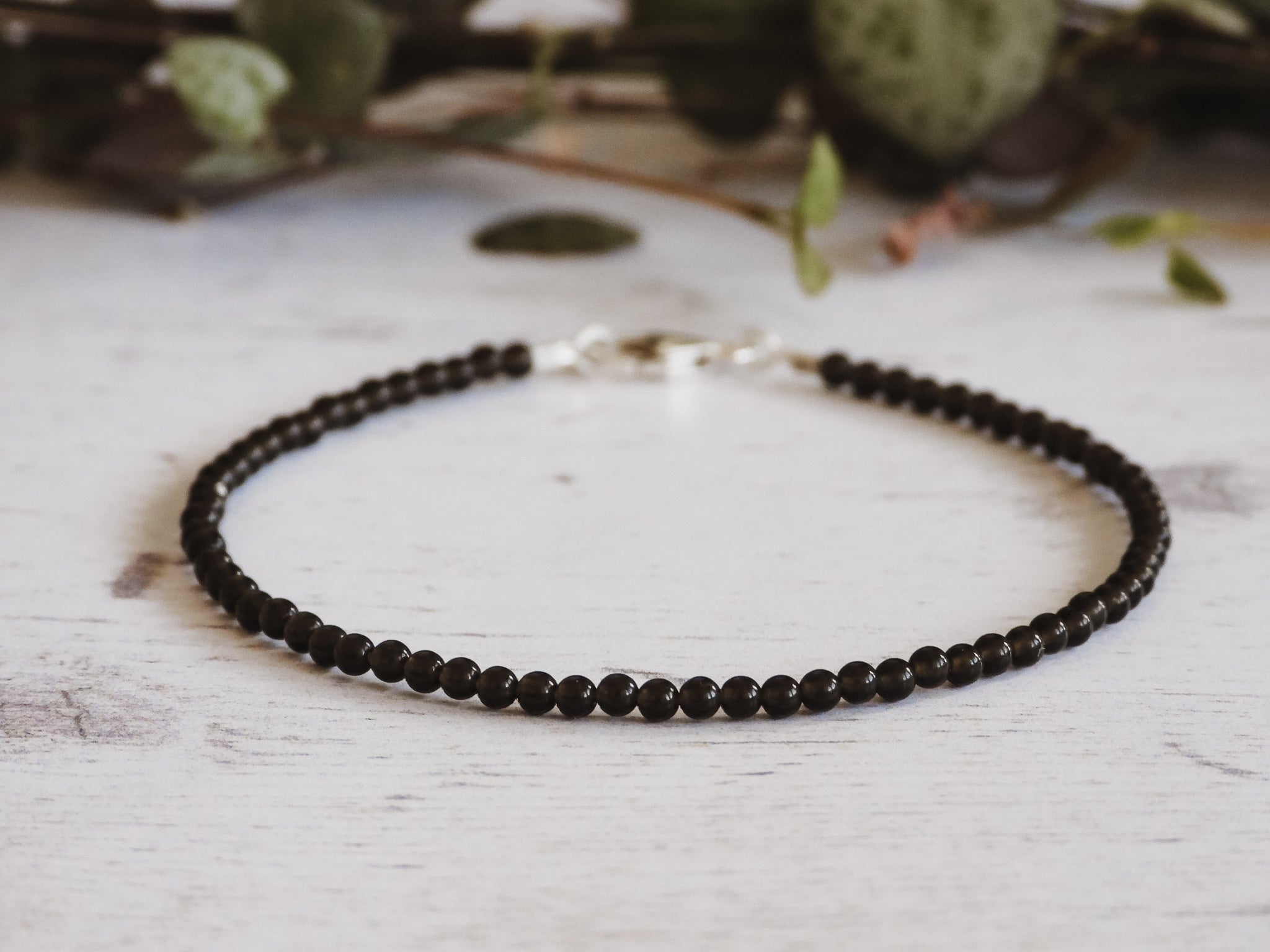 Obsidian and Silver Bracelet, store Minimalist Jewelry