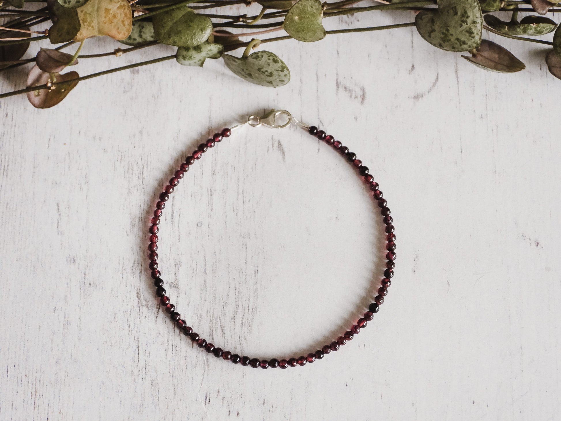 minimalist garnet birthstone gemstone bracelet