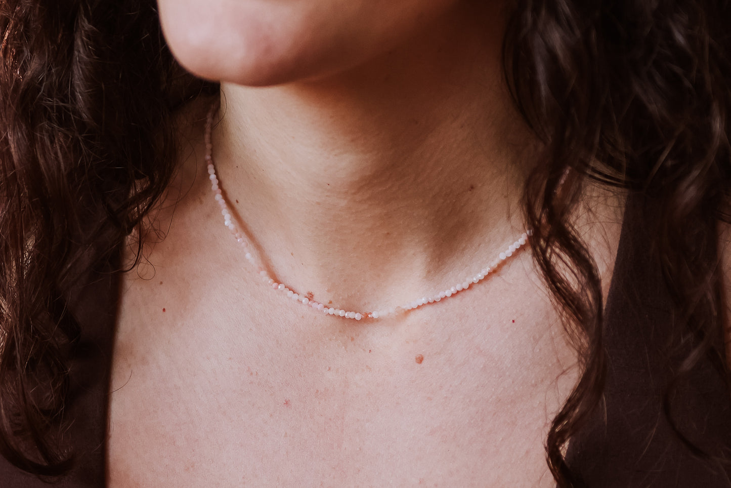 Dainty Pink Opal "Awakening" Gemstone Necklace | October Birthstone | Faceted Beads