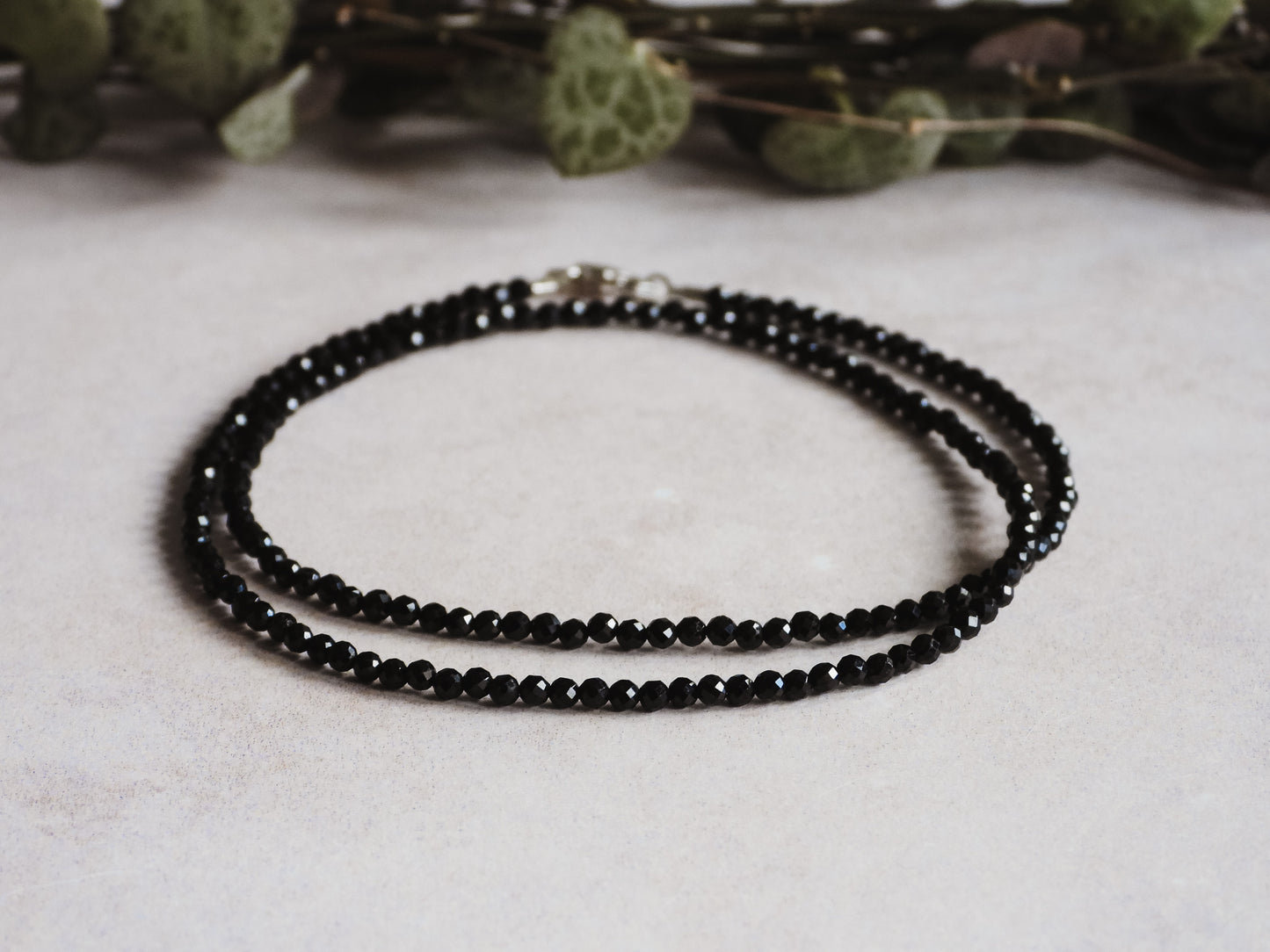 2mm dainty black tourmaline beads