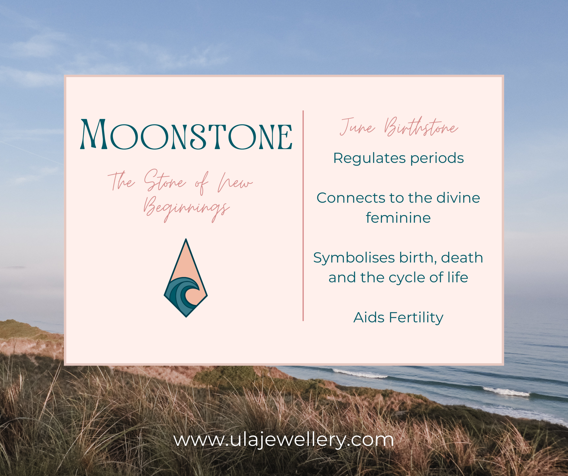 infographic for moonstone gemstone by ula jewellery cornwall