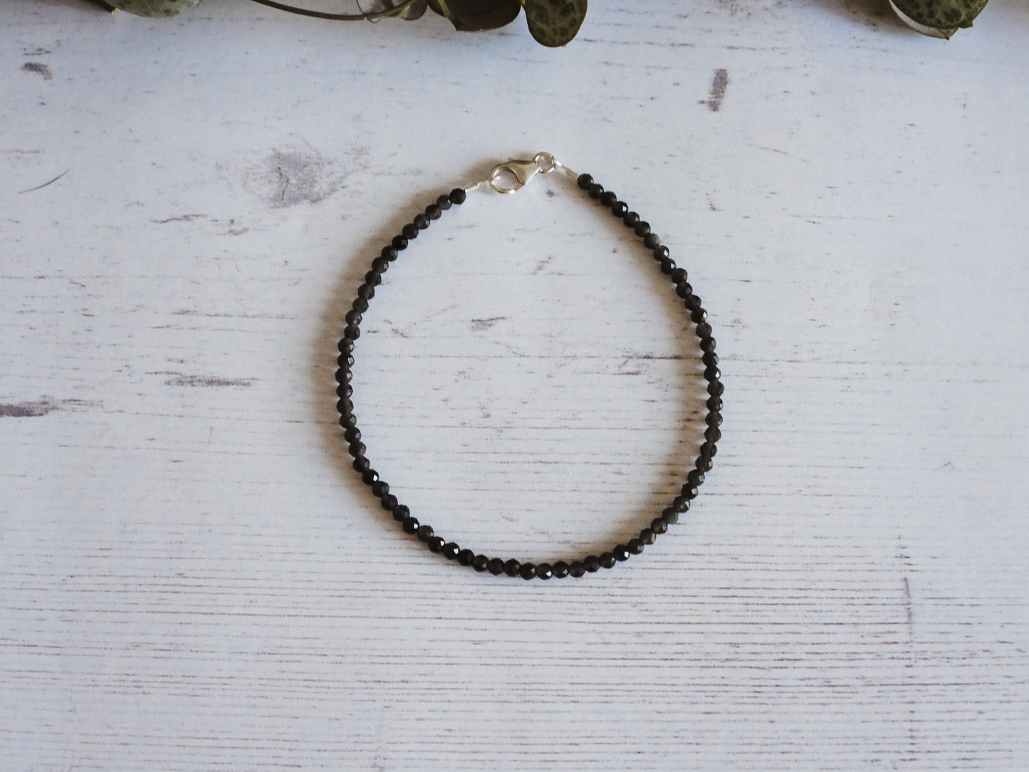 black obsidian beaded stacking bracelet