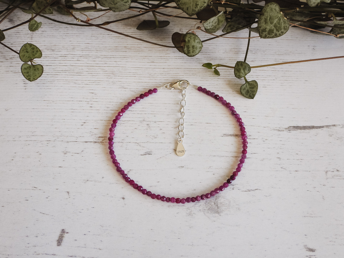 personalised pink ruby crystal healing bracelet