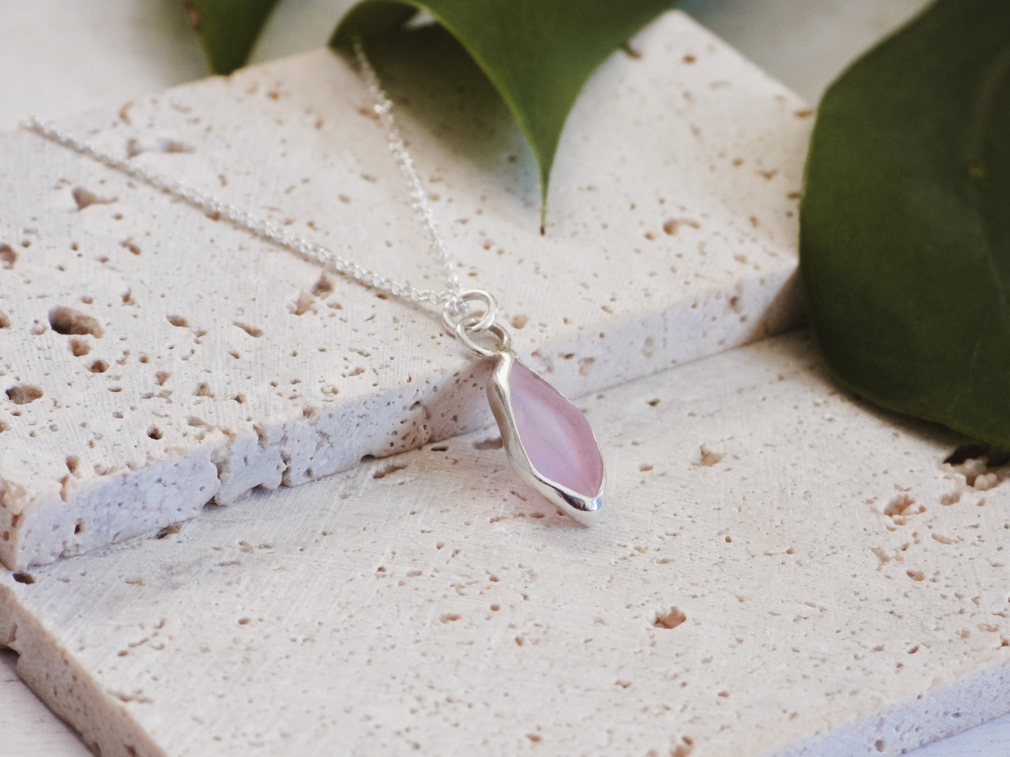 Very Rare Pink Cornish Seaglass Charm Necklace | Marazion Beach