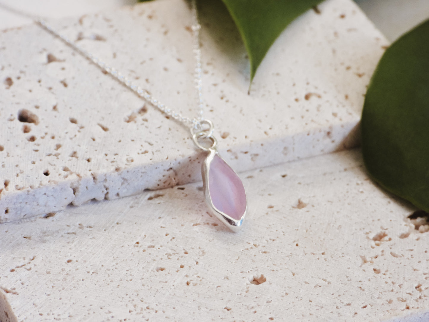 Very Rare Pink Cornish Seaglass Charm Necklace | Marazion Beach