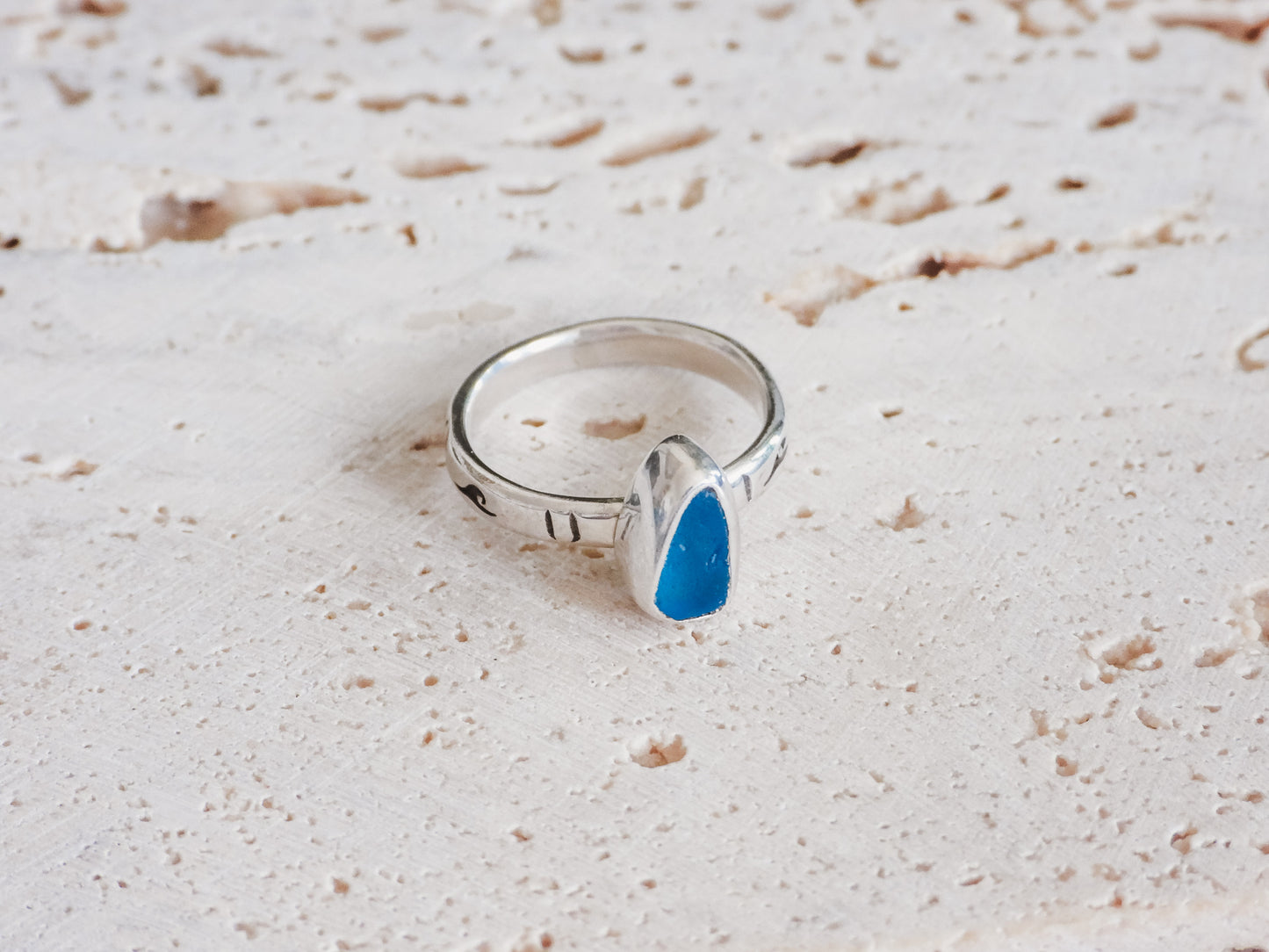 Rare Turquoise Cornish Seaglass Ring | Helford River