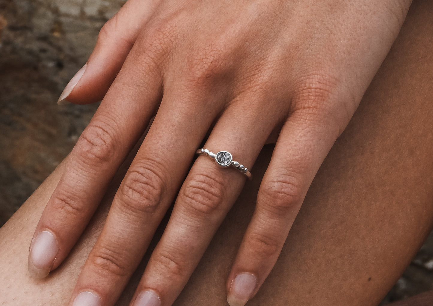 raw diamond engagement ring in unique bohemian style