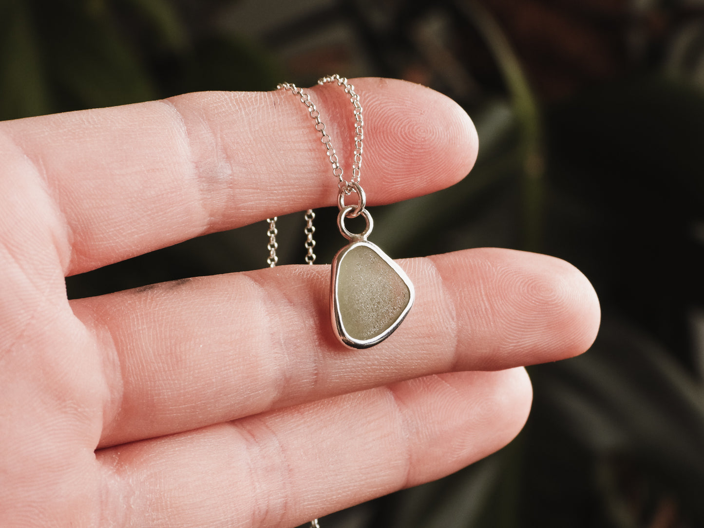 Light Green Cornish Seaglass Charm Necklace | Praa Sands, Helston