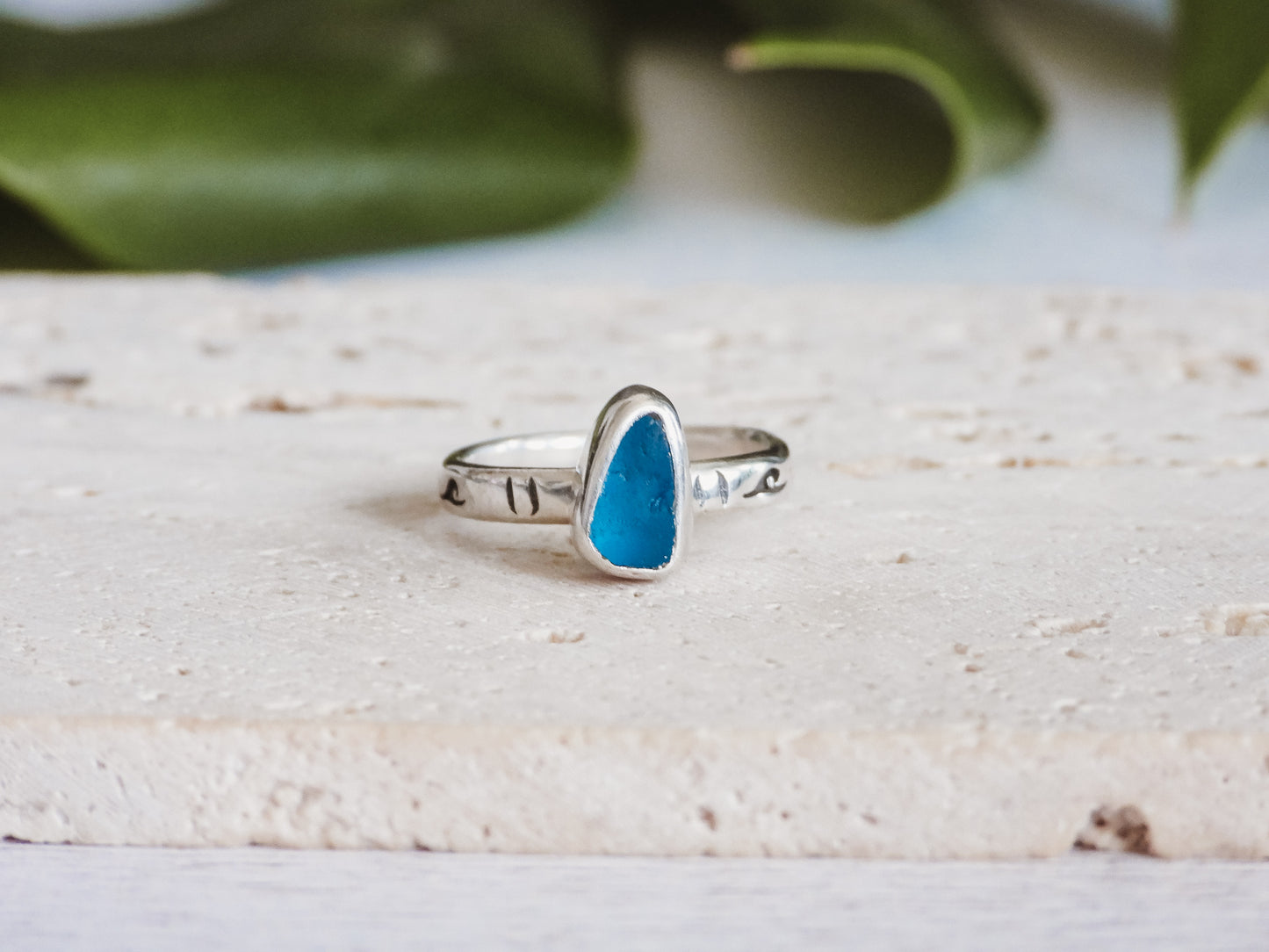 Rare Turquoise Cornish Seaglass Ring | Helford River