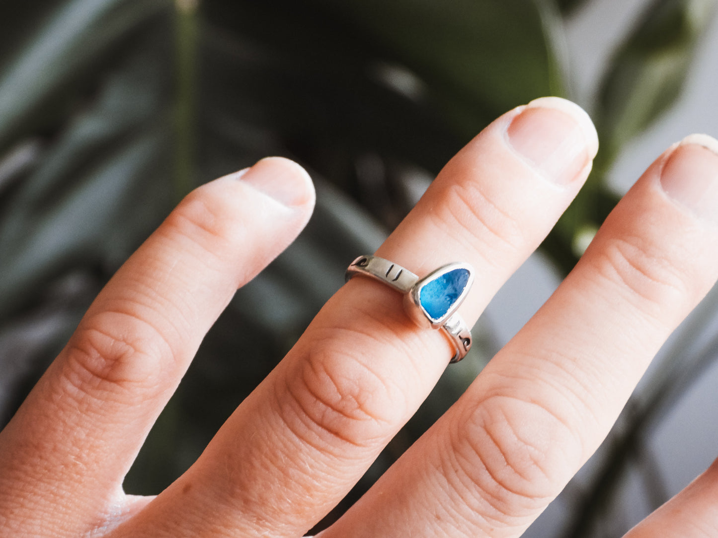 Rare Turquoise Cornish Seaglass Ring | Helford River