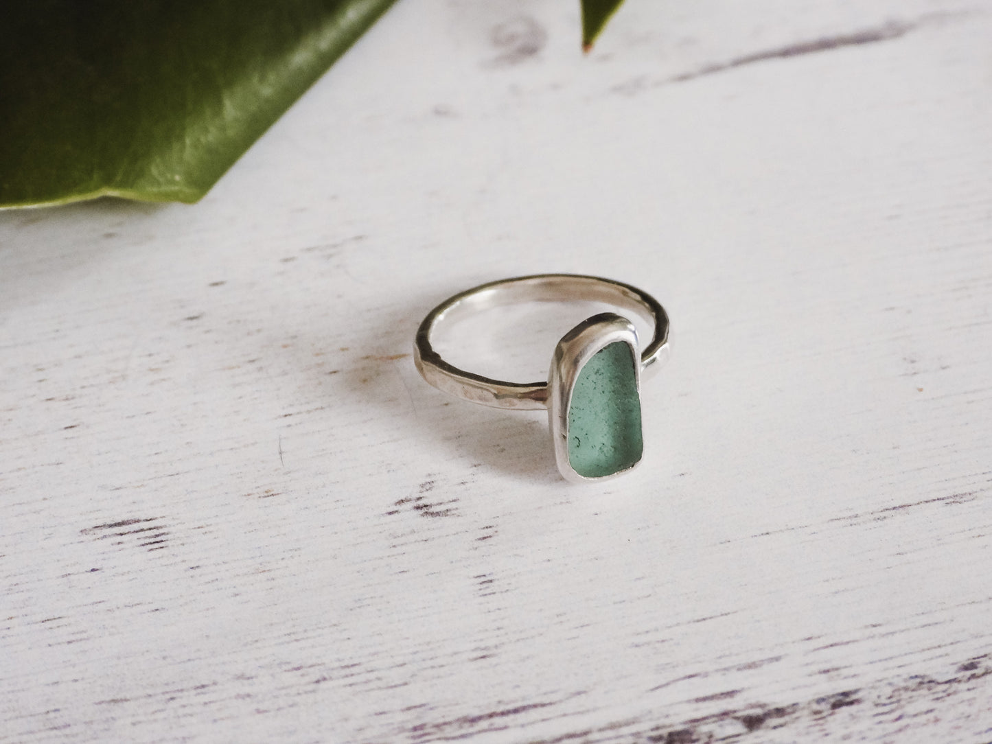 Dainty Aqua Cornish Seaglass Stacking Ring | Godrevy Beach, Cornwall