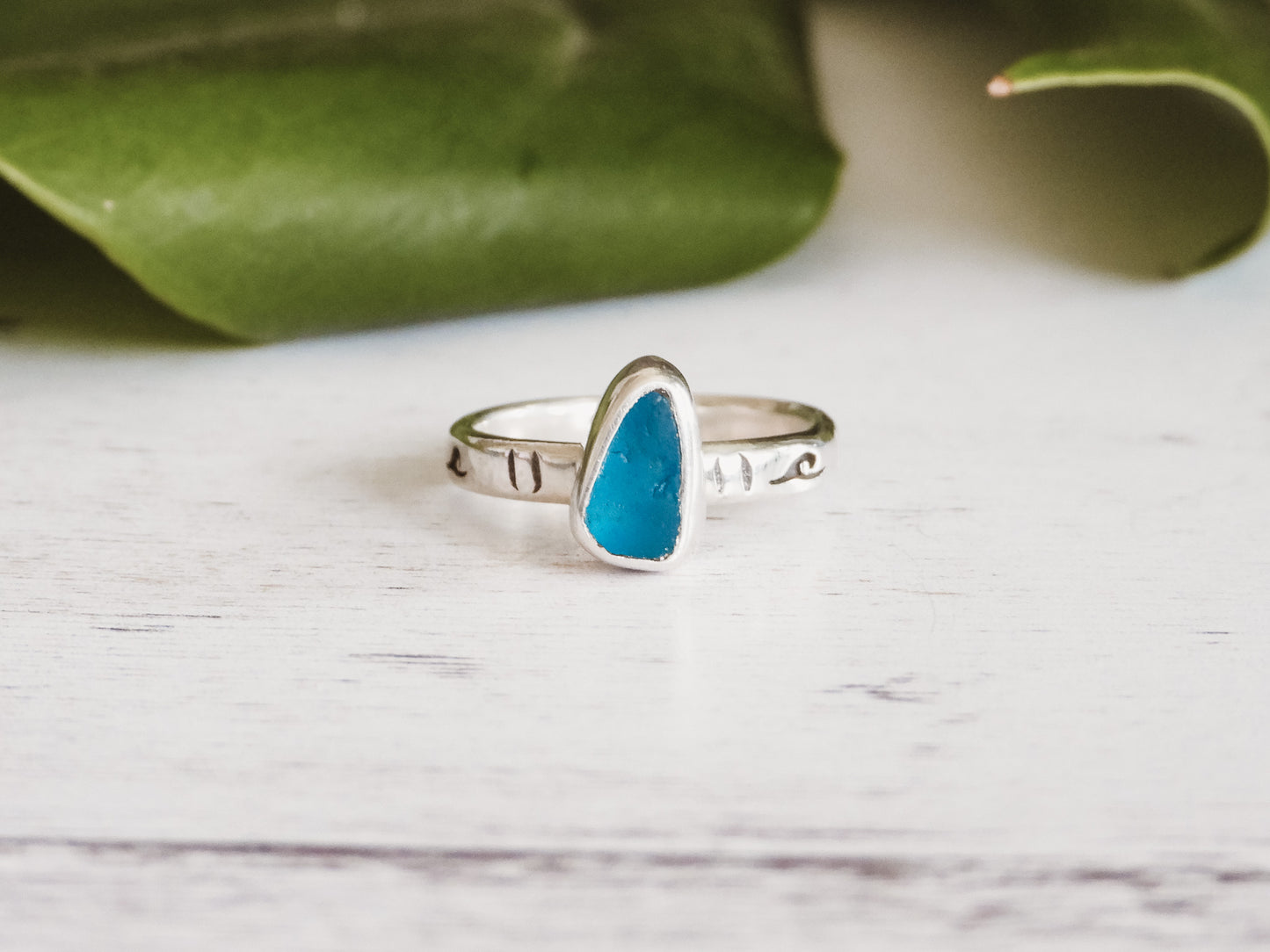 Rare Turquoise Cornish Seaglass Ring | Helford River