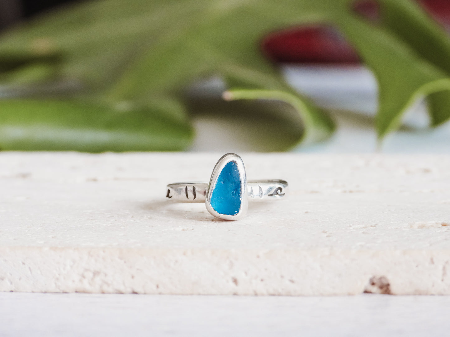 Rare Turquoise Cornish Seaglass Ring | Helford River