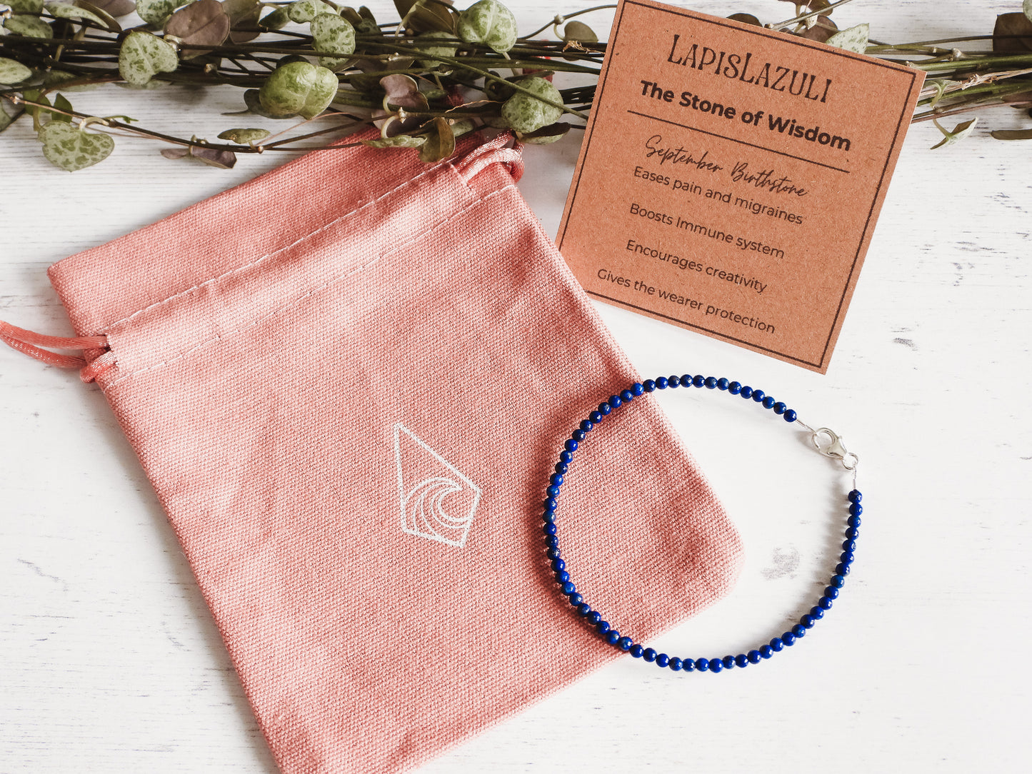 Dainty Lapis Lazuli "Truth" Gemstone Bracelet | September Birthstone | Round Beads