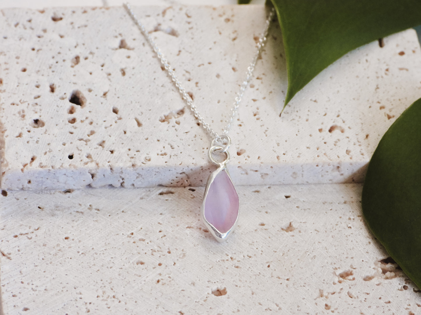 Very Rare Pink Cornish Seaglass Charm Necklace | Marazion Beach