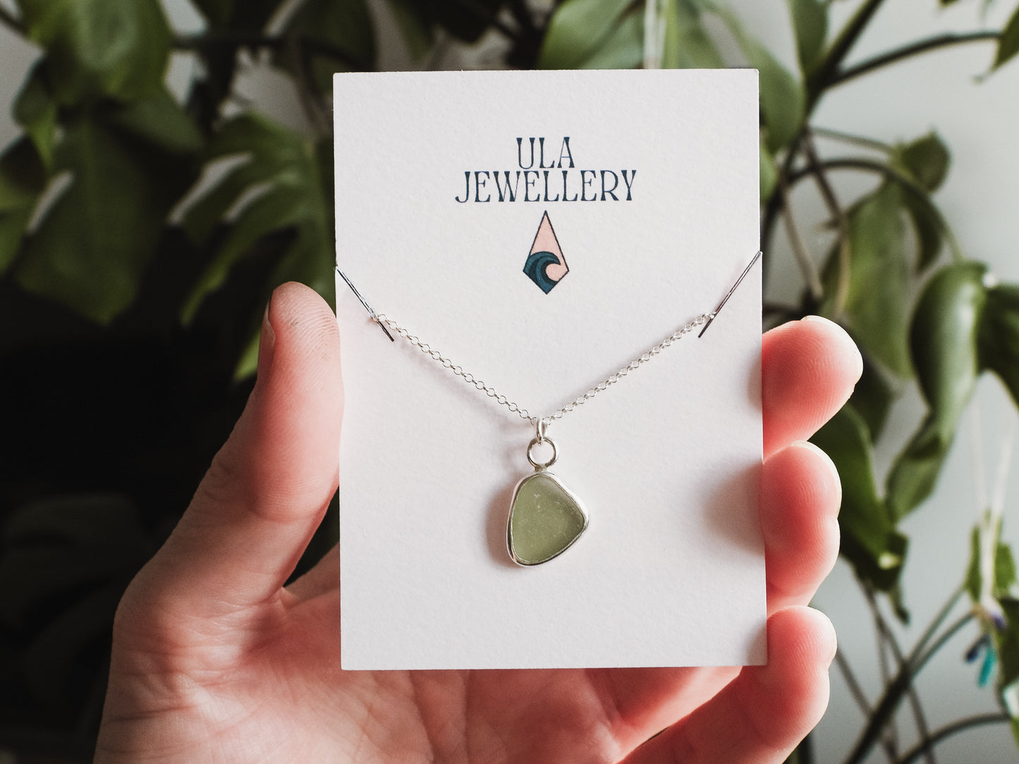 Light Green Cornish Seaglass Charm Necklace | Praa Sands, Helston