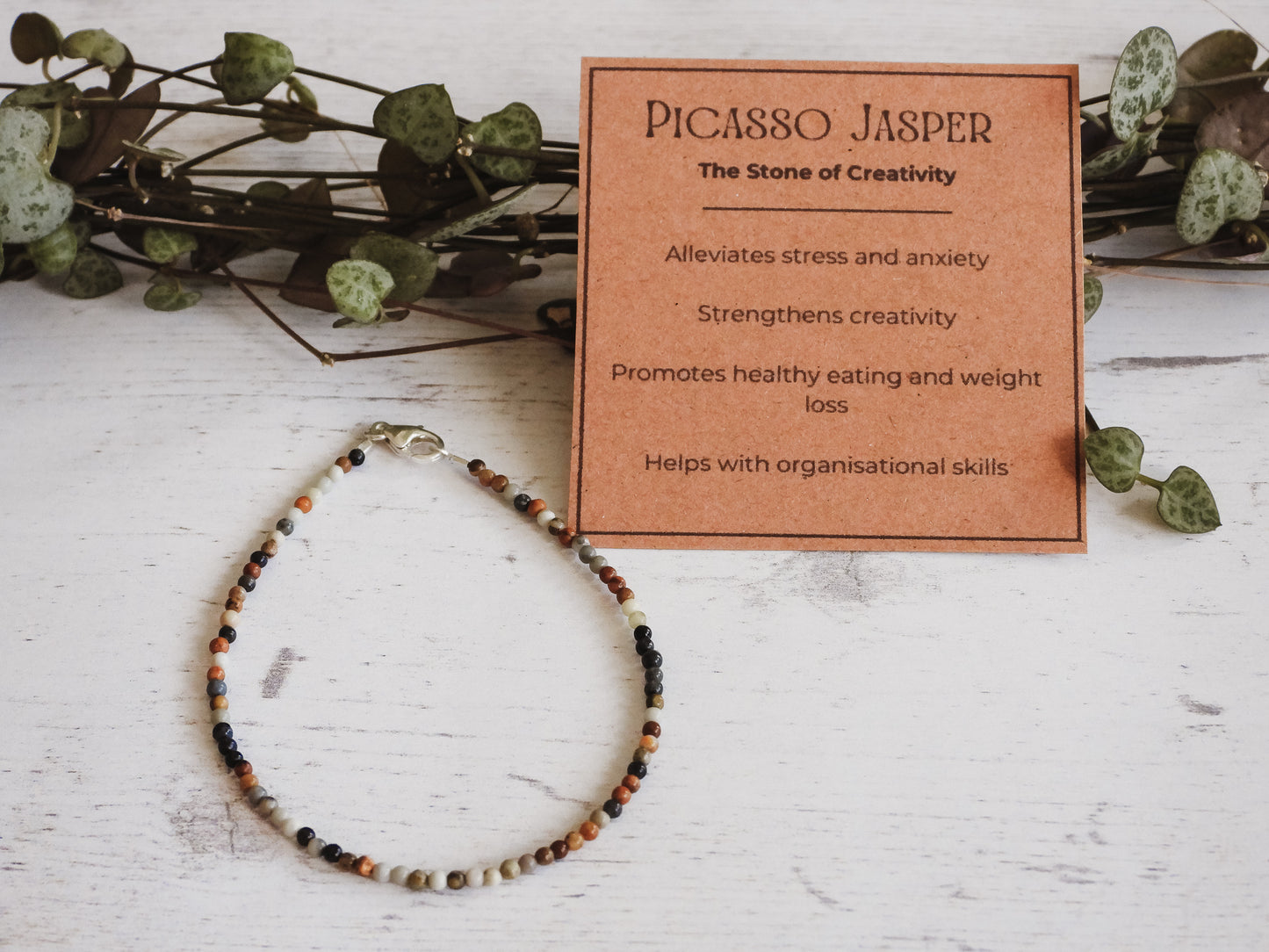 picasso stone jasper crystal healing stacking bracelet