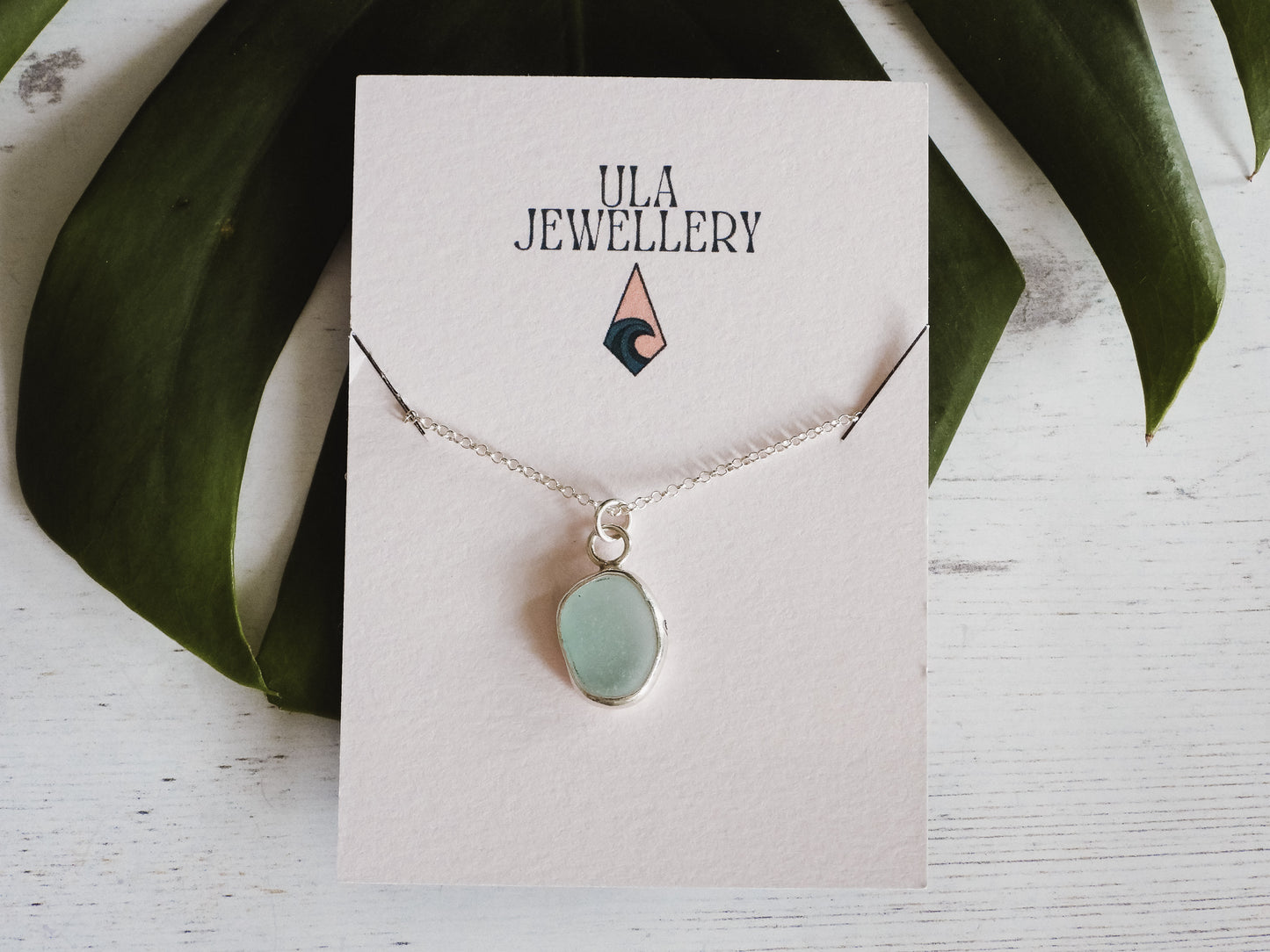 Aqua Blue Cornish Seaglass Charm Necklace | Grebe, Helford Passage