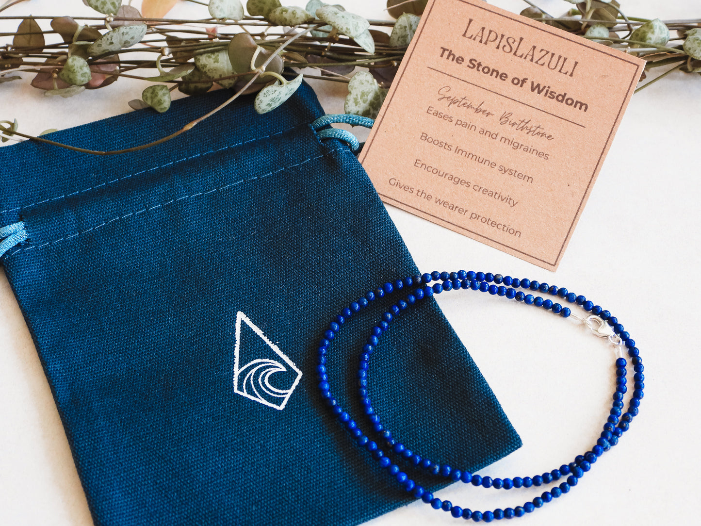 Dainty Lapis Lazuli "Truth" Gemstone Necklace | September Birthstone | Round Beads