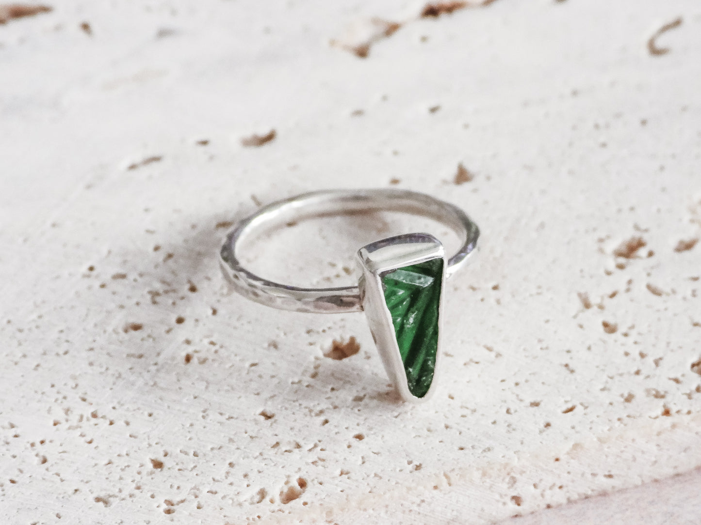 unique greem Cornish seaglass ring