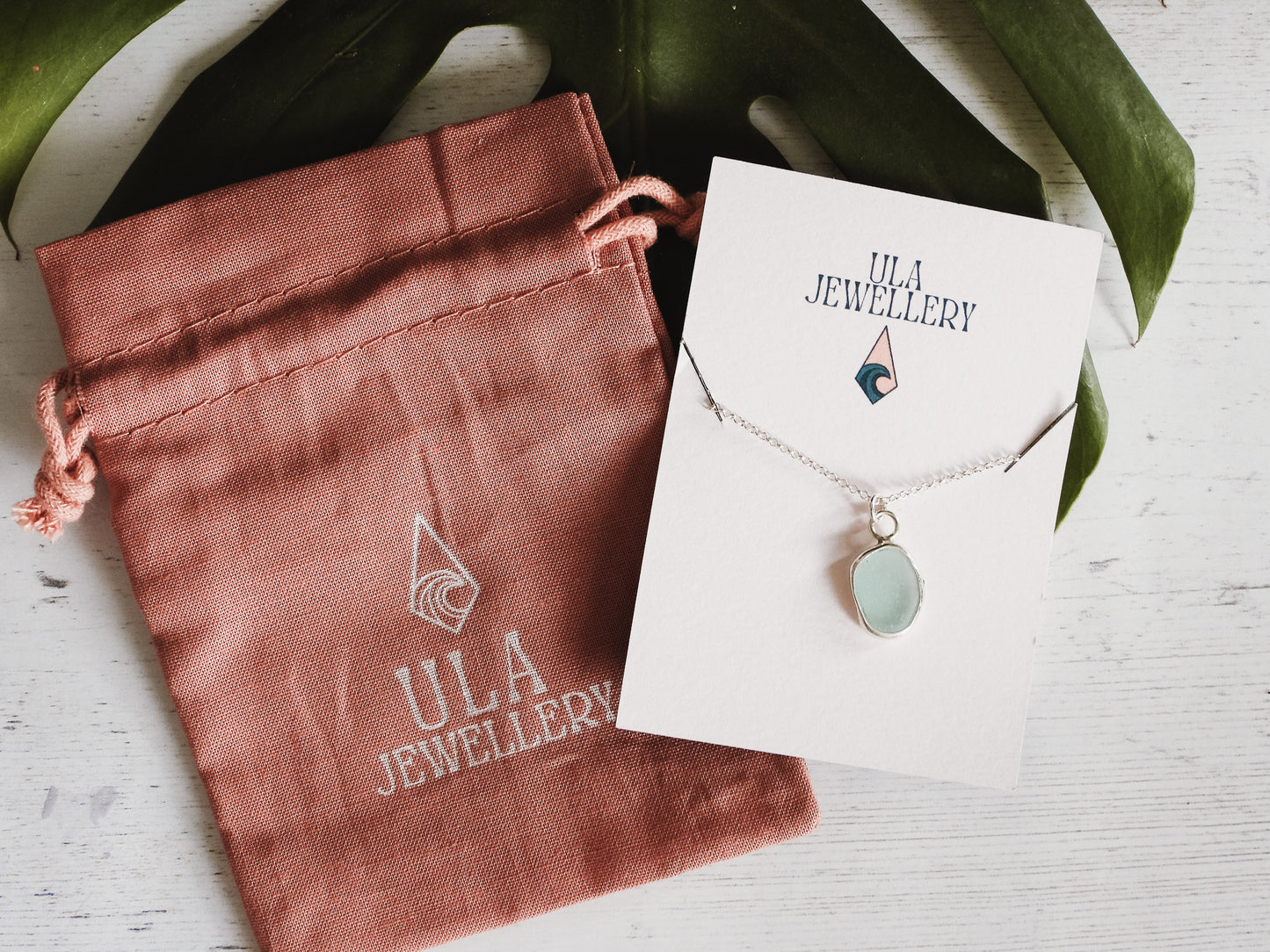 Aqua Blue Cornish Seaglass Charm Necklace | Grebe, Helford Passage