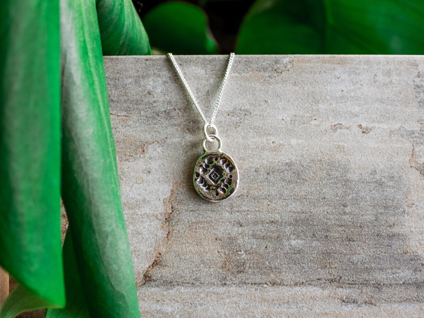 Recycled Silver Aztec Charm Necklace