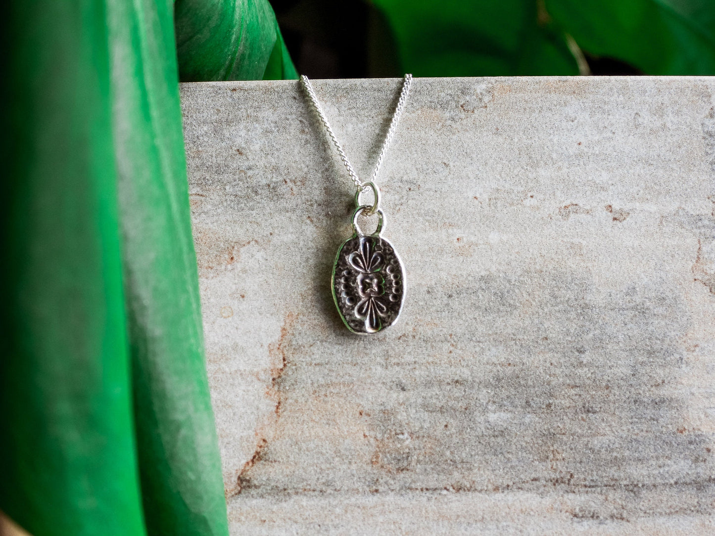 Recycled Sterling Silver Medallion Necklace Bohemian Pendant Boho Flower Stamped Mandala Rustic Unique Gypsy Handmade Eco Friendly Gift Idea