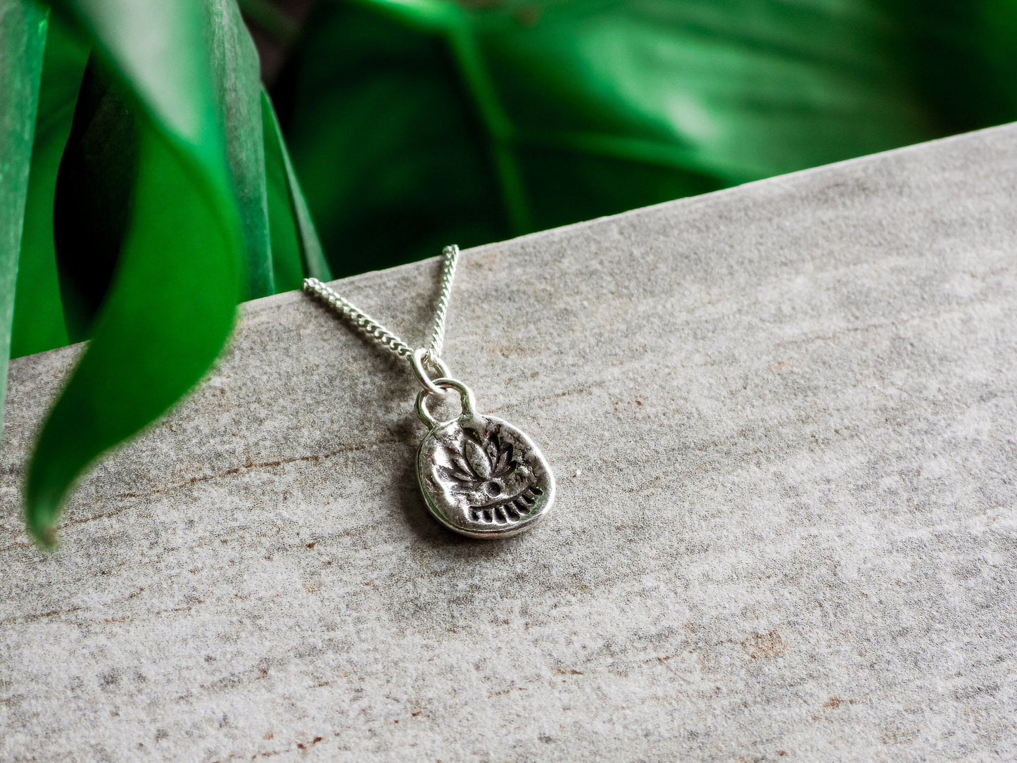 Rustic Lotus Flower Silver Coin Necklace | Self Growth