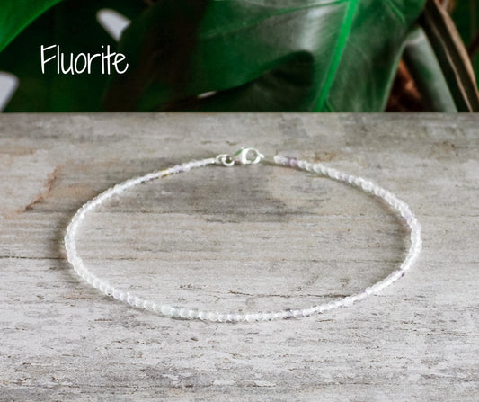 Dainty Fluorite "Clarity" Gemstone Anklet