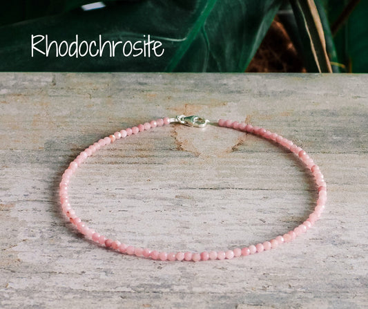 Dainty Rhodochrosite "Compassion" Gemstone Anklet