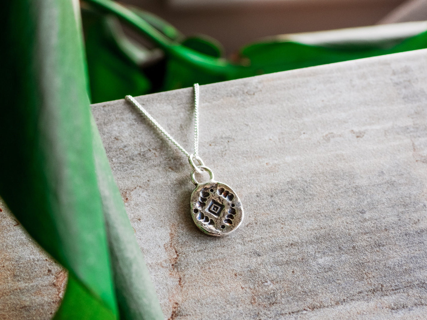 Recycled Silver Aztec Charm Necklace