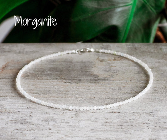 Dainty Morganite "Devine Love" Gemstone Anklet