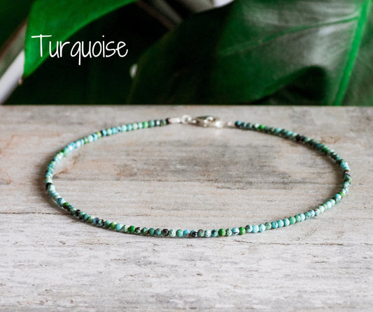 Dainty Turquoise "Hope" Gemstone Anklet | December Birthstone