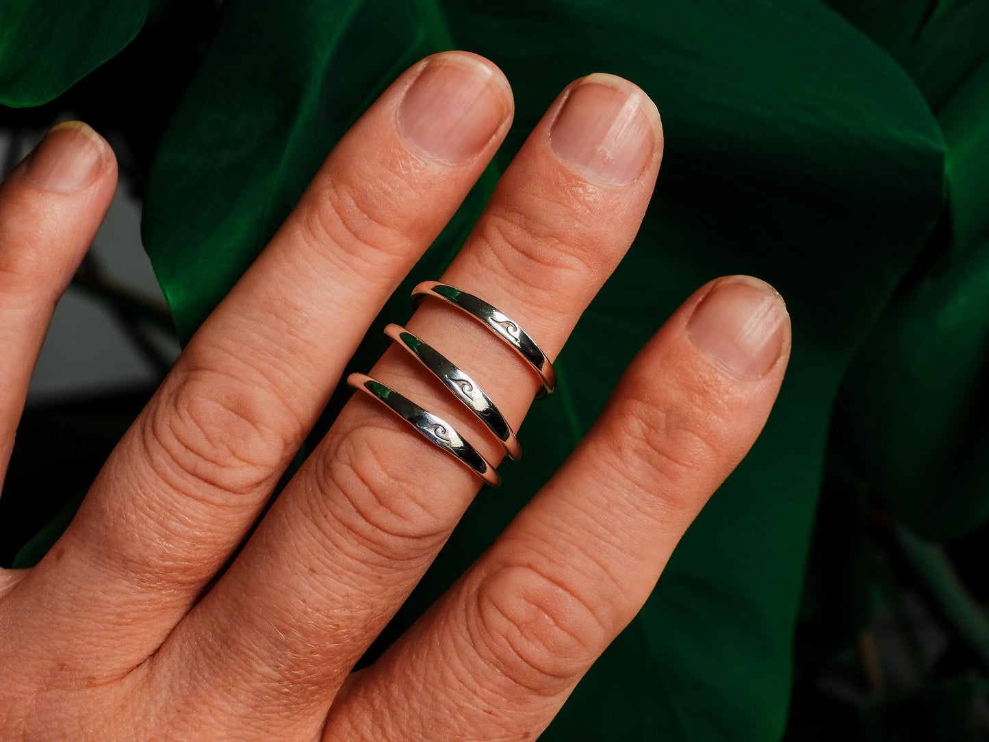 Dainty Silver Wave Stacking Ring