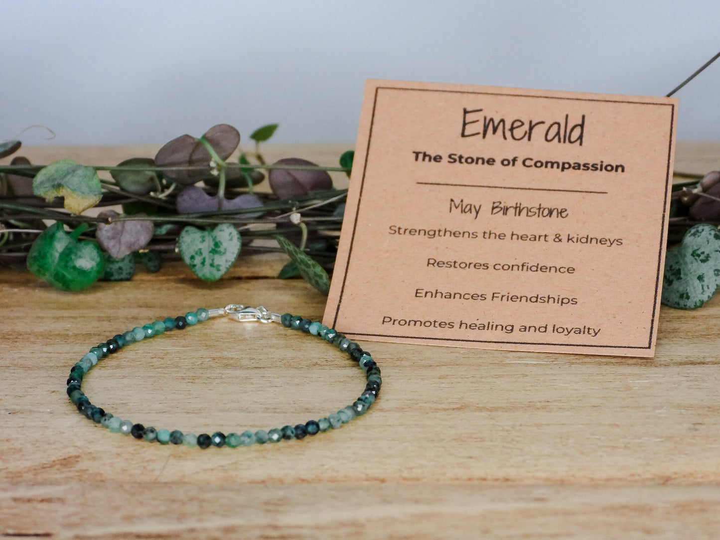 Dainty Emerald "Compassion" Gemstone Bracelet | May Birthstone