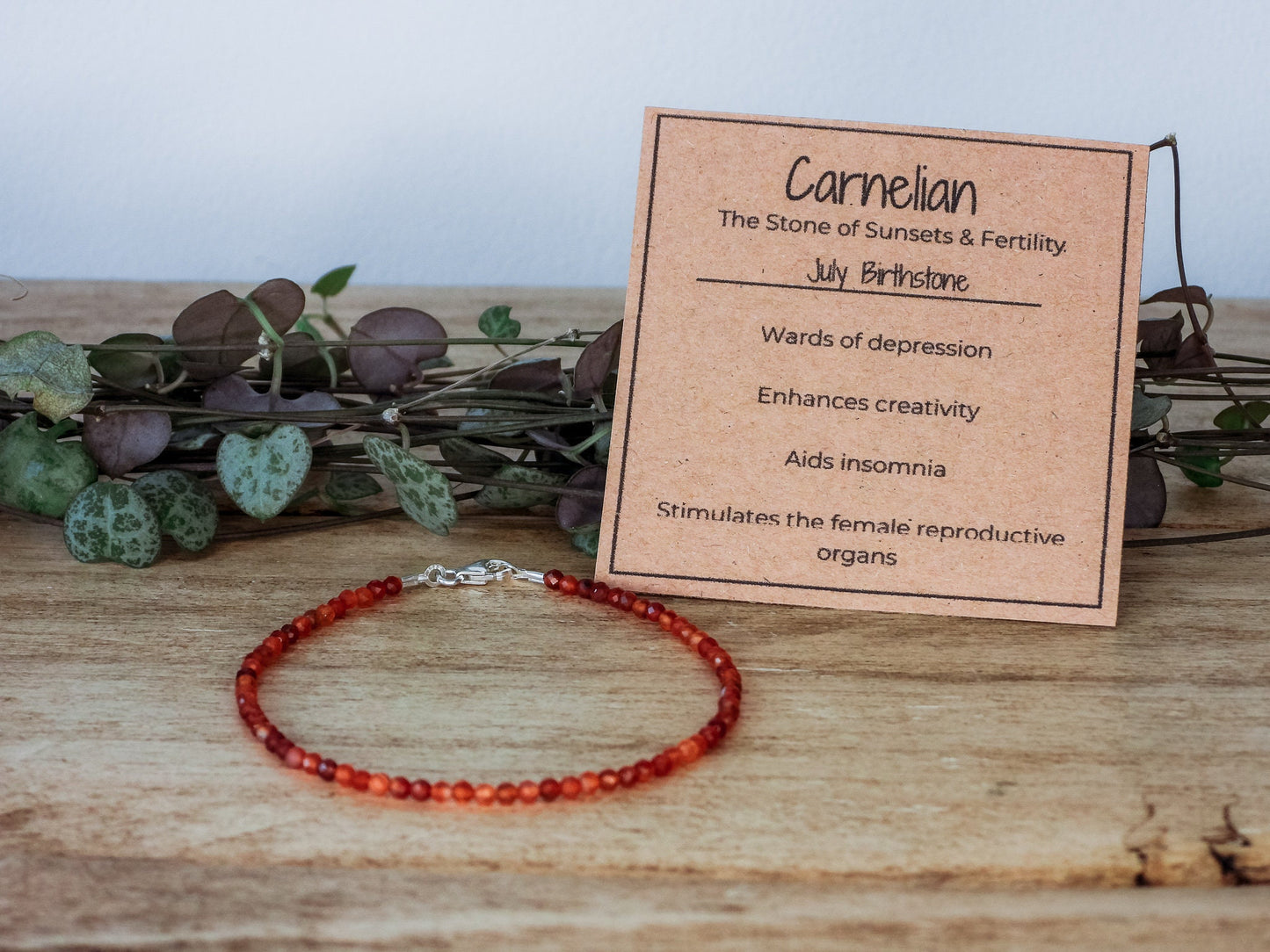 Dainty Red Carnelian "Fertility" Gemstone Bracelet | July Birthstone