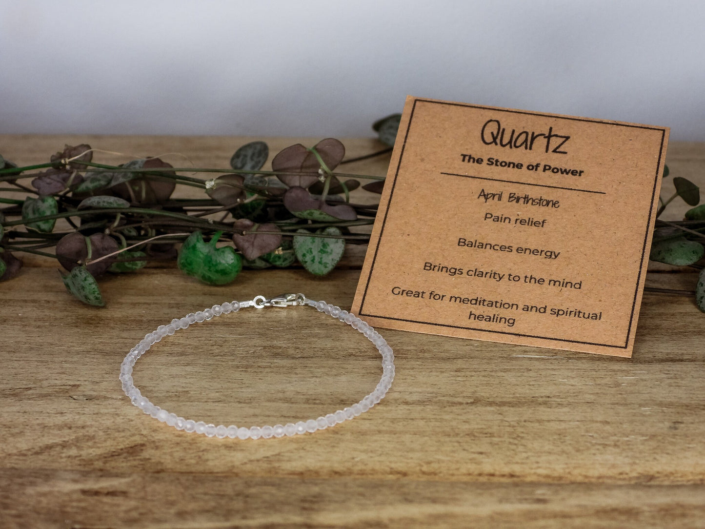 Dainty Quartz "Power" Gemstone Bracelet | April Birthstone
