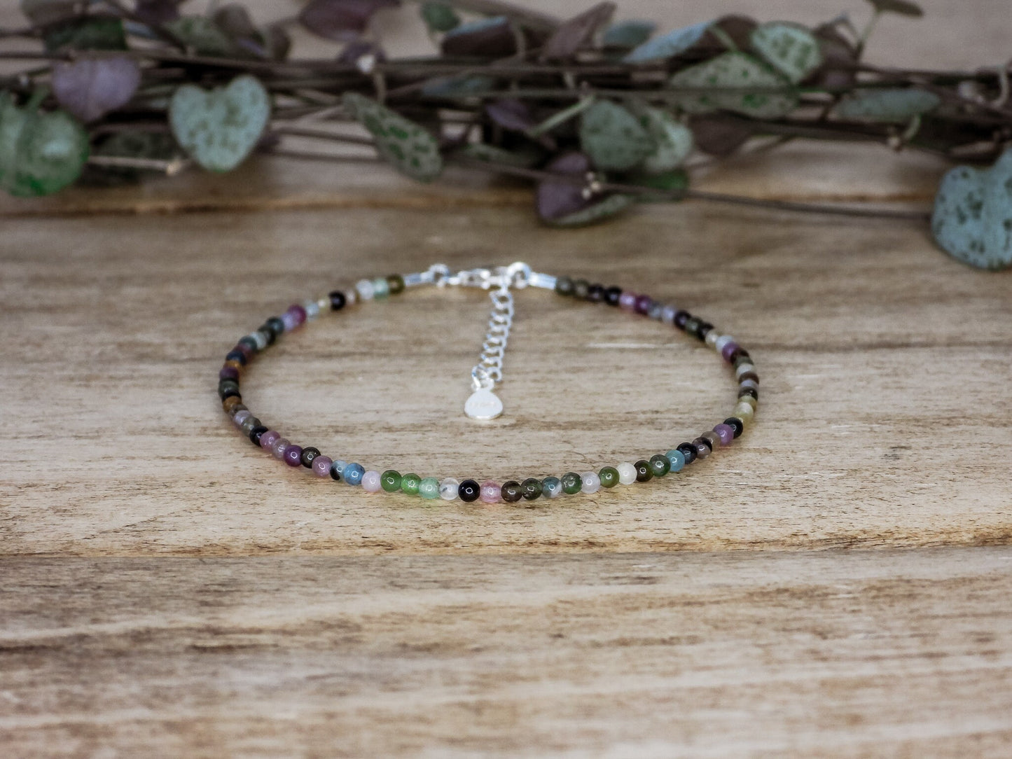 Dainty Rainbow Tourmaline "Forgiveness" Gemstone Bracelet | October Birthstone | Round Beads