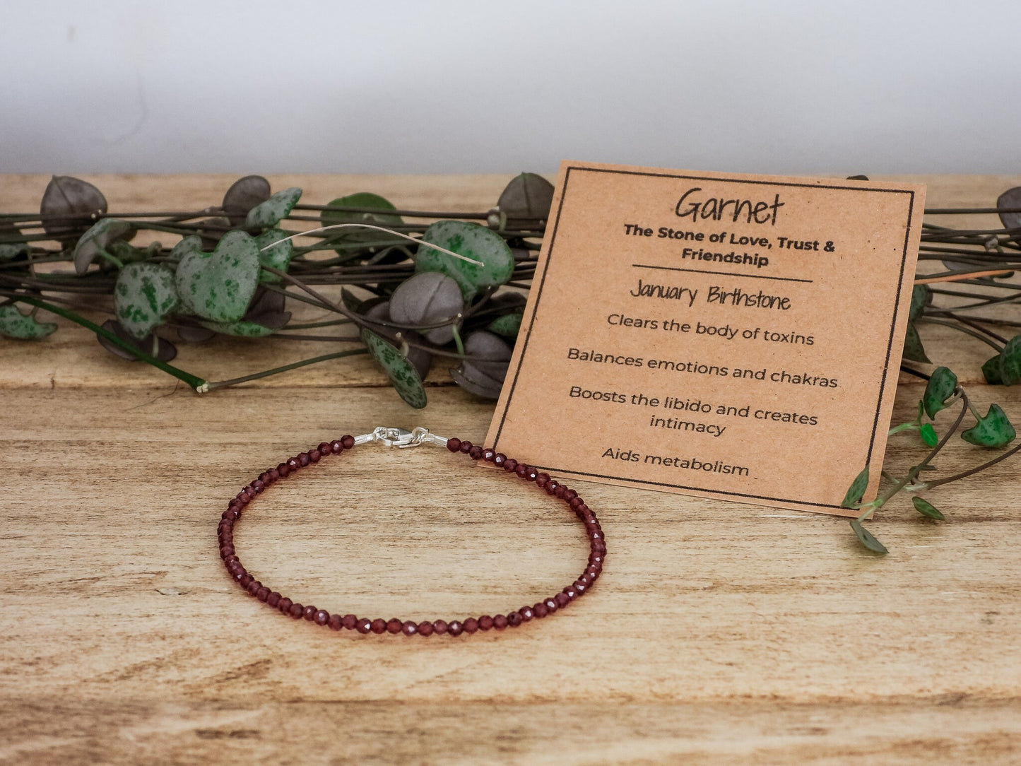Dainty Garnet "Trust & Friendship" Gemstone Bracelet | January Birthstone