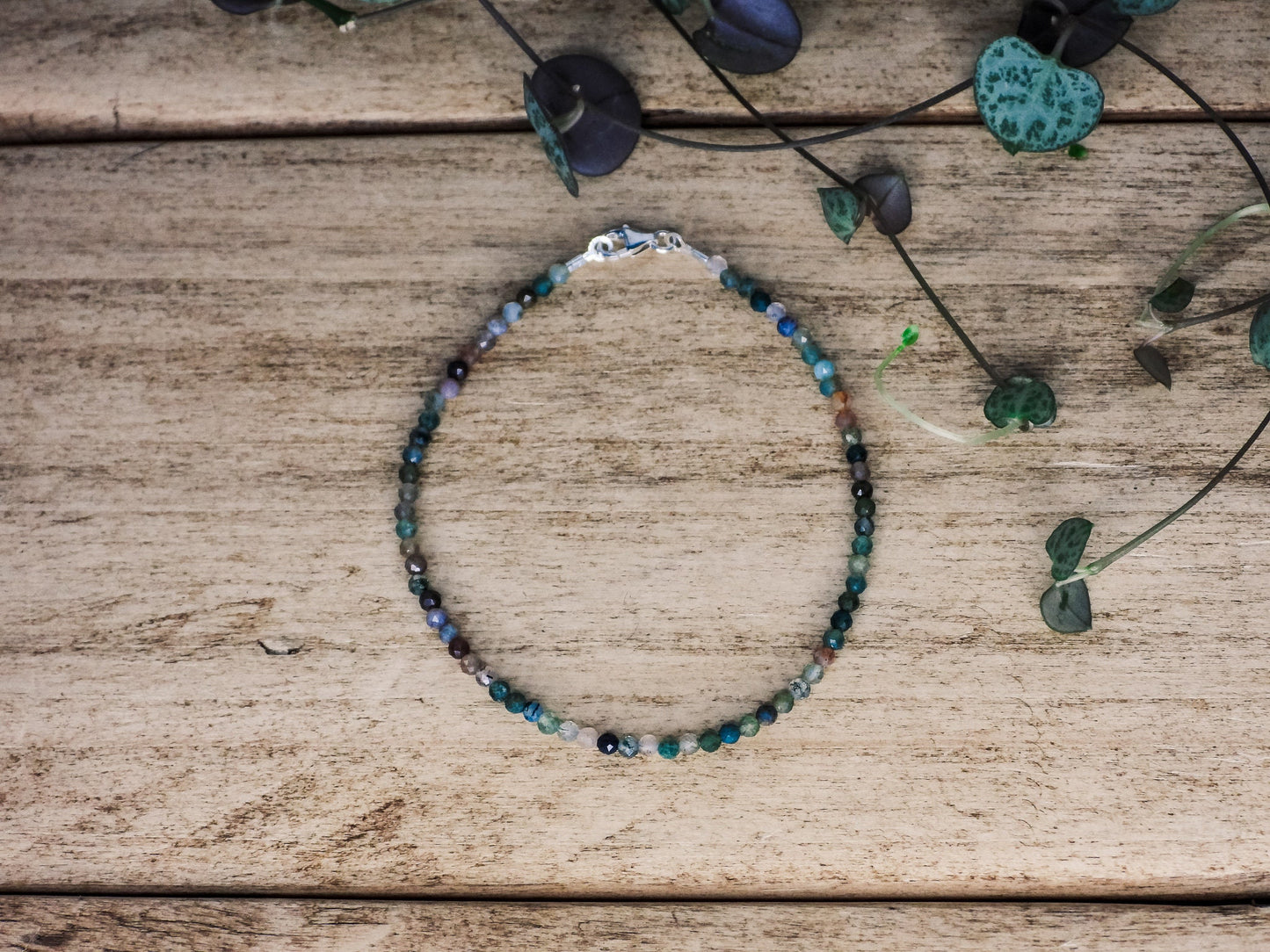 green indian agate crystal healing bracelet 