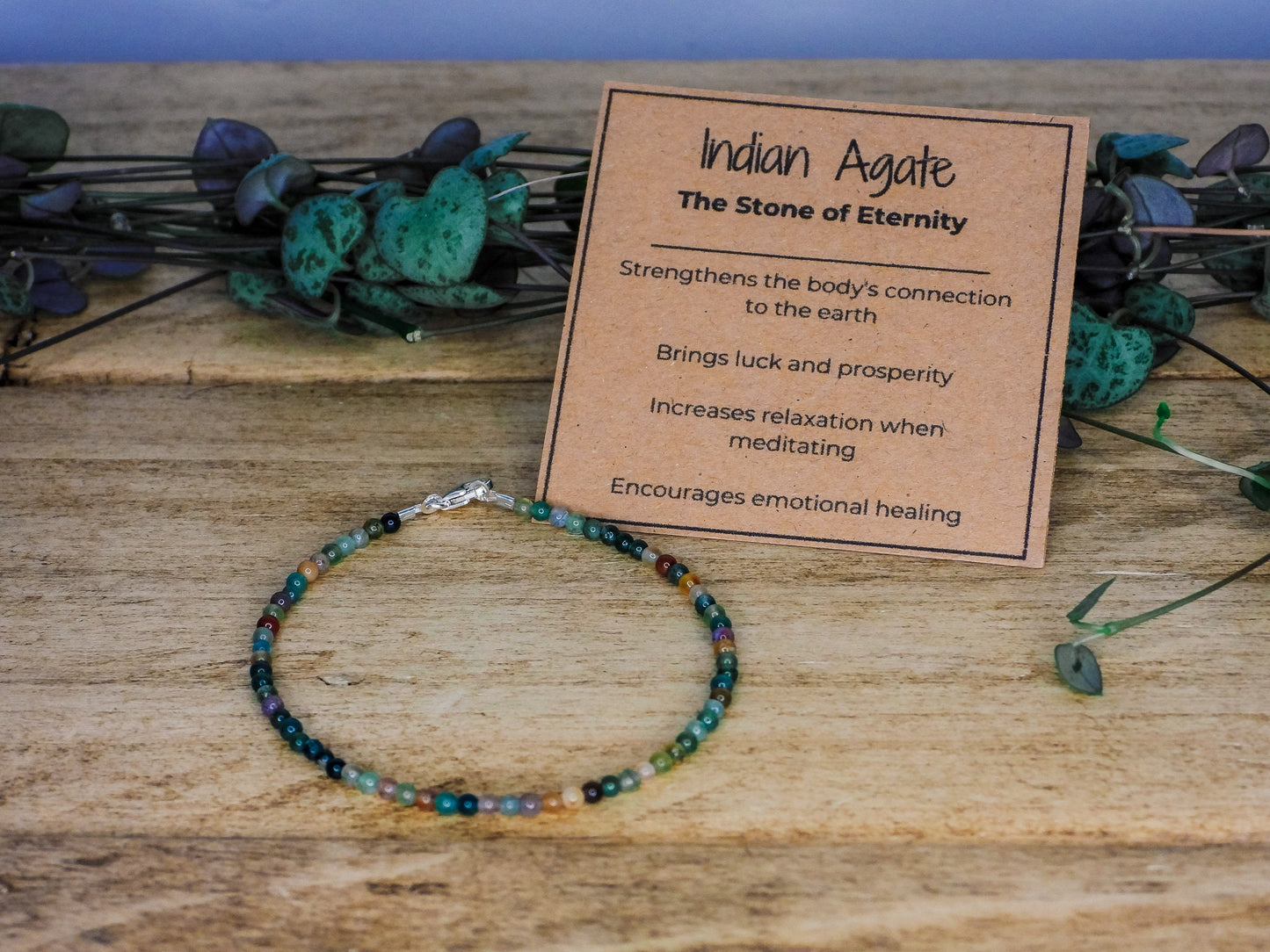 Dainty Indian Agate "Eternity" Gemstone Bracelet