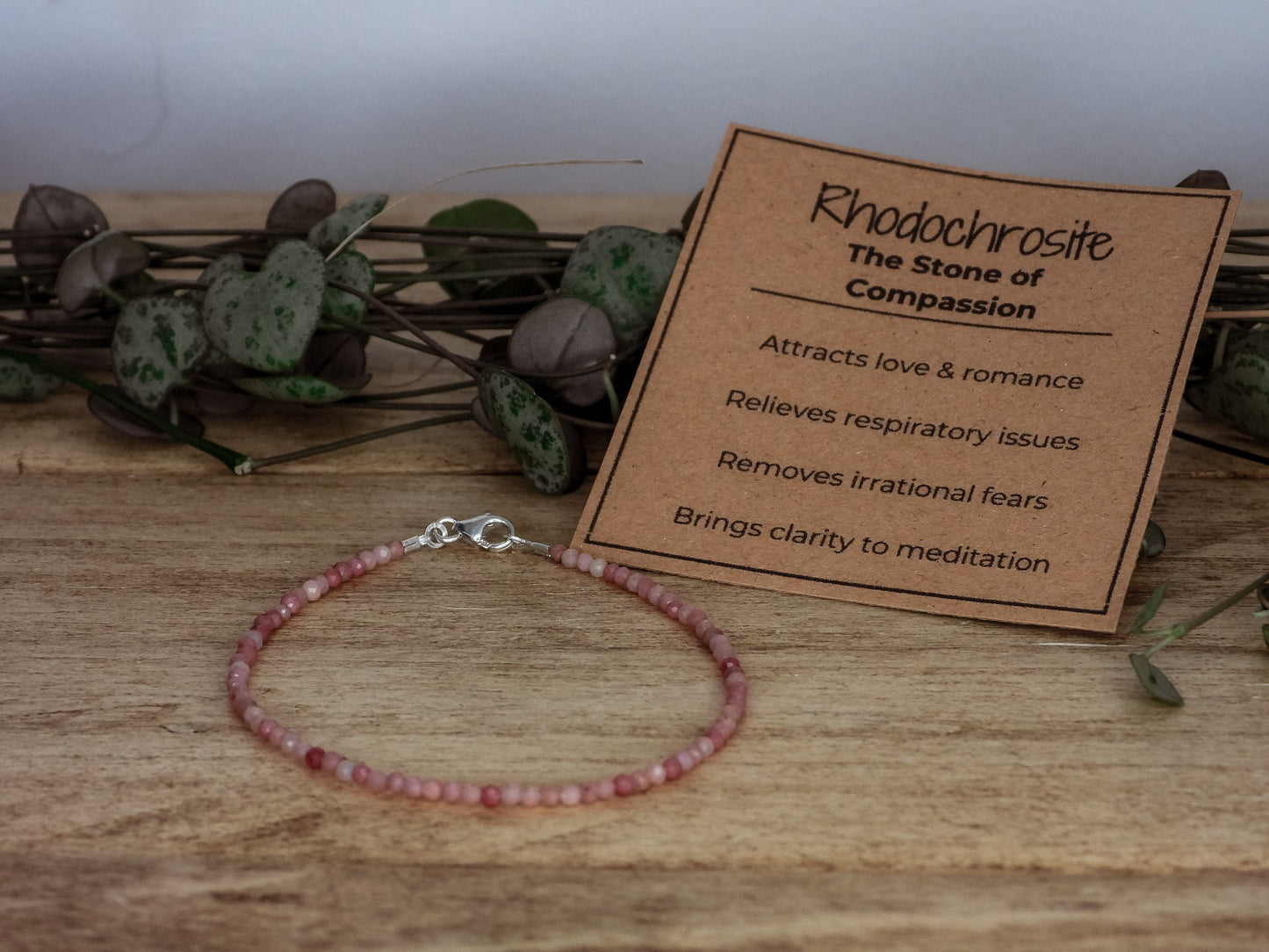Dainty Rhodochrosite "Compassion" Gemstone Bracelet